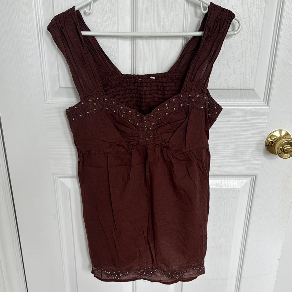 Elegant Brown Sleeveless Top